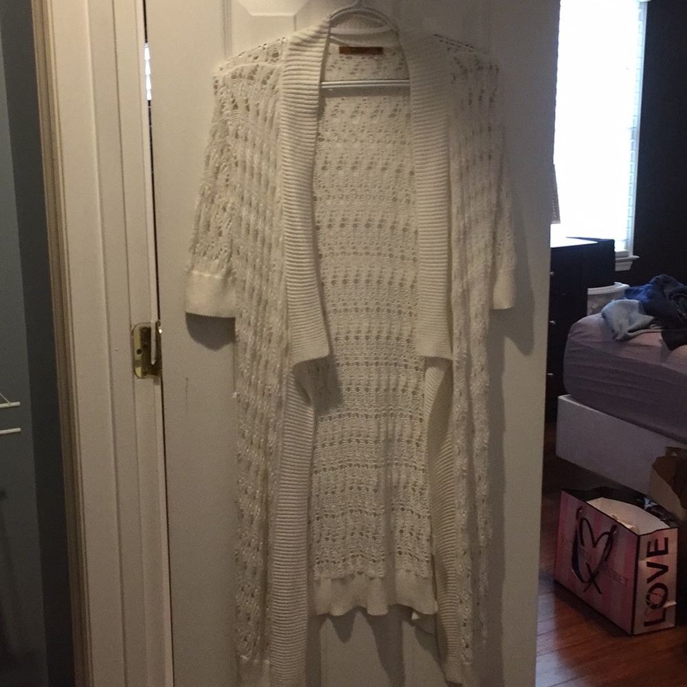 White- long- cardigan